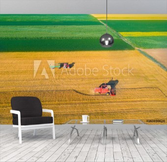 Picture of Aerial image of harvest in wheat field